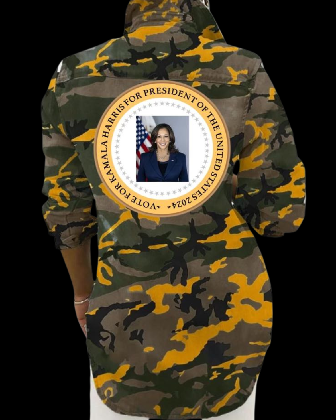 Camo Jacket - "Vote for Kamala Harris for President 2024"